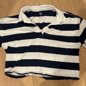 gap teen striped cropped t shirt with collar size 10